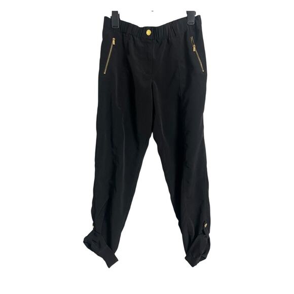 Calvin Klein Women's Black Solid with Gold Zipper Pockets Jogger Pants Size XS - Picture 1 of 7
